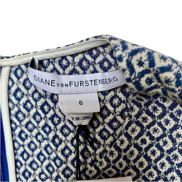 Diane von Furstenberg Jeannie Blue White Fit & Flare Mini Dress Size 6 NWT - Picture 12 of 16